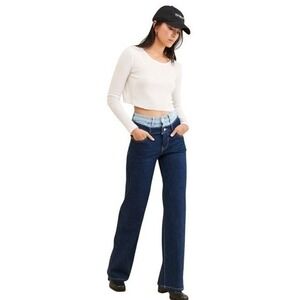 Warp +‎ Weft NCE Nice Cote Wide Leg Stacked Jeans Size 4/27 Anthropologie 420333